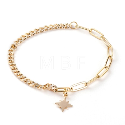 Brass Star Charm Bracelets BJEW-JB05830-02-1