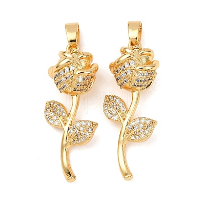 Brass Micro Pave Clear Cubic Zirconia Pendants KK-G543-05G-03-1