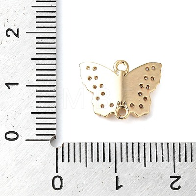 Brass Micro Pave Clear Cubic Zirconia Connector Charms KK-G503-35G-1