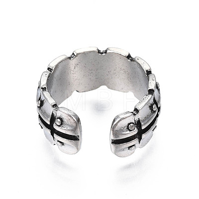 Chunky Square Alloy Open Cuff Ring for Men Women RJEW-T009-44AS-1