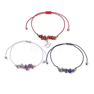 3Pcs Constellations Adjustable Nylon Cord Braided Bead Bracelets for Women Men BJEW-JB11325-10-1