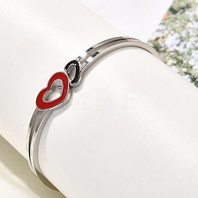 304 Stainless Steel Hinged Bangles for Women BJEW-F474-37P-02-1