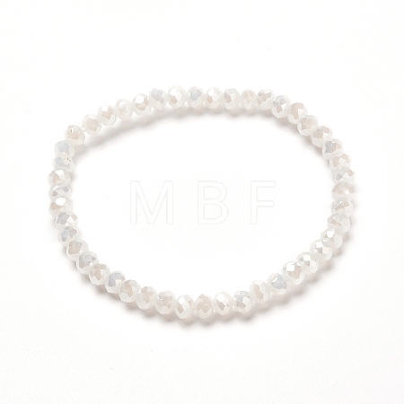 Faceted Glass Rondelle Beads Stretch Bracelet for Kid BJEW-JB06807-14-1