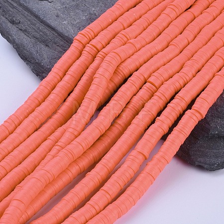 Flat Round Handmade Polymer Clay Beads CLAY-R067-8.0mm-14-1