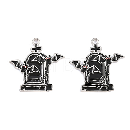 Alloy with Black Enamel Pendants AL-CBA2919-02P-04-1