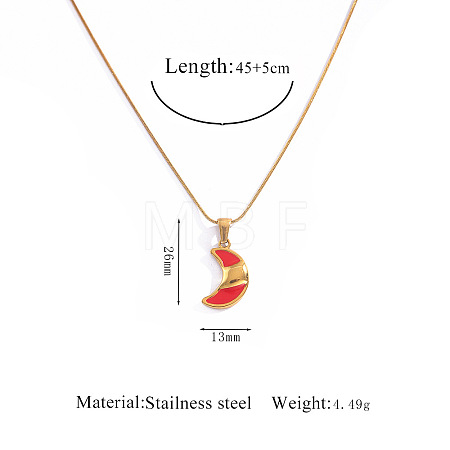 304 Stainless Steel Enamel Red Geometric Pendant Necklaces FS-WGE6FD0-01-1