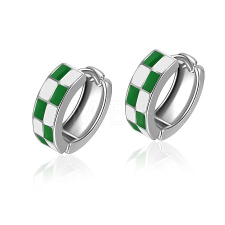 Tartan Design Alloy Enamel Hoop Earrings FS-WG3E240-03-1