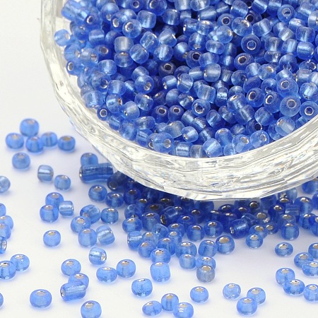 6/0 Round Silver Lined Round Hole Glass Seed Beads X-SEED-A005-4mm-26-1