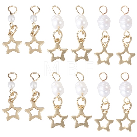 30Pcs 3 Styles Natural Cultured Freshwater Pearl & 201 Stainless Steel Pendants PALLOY-TAC0316-1