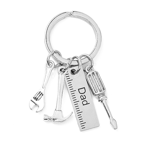 Non-Tarnish Father's Day Theme Alloy 201 Stainless Steel Keychain X-KEYC-A010-04-1