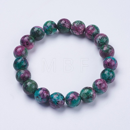 Synthetic Ruby in Zoisite Beaded Stretch Bracelets BJEW-I253-10mm-29-1