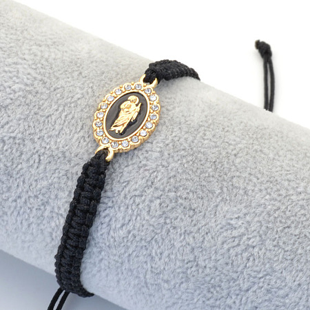 Religion Alloy Rhinestone and Enamel Link Bracelets FS-WG5574D-05-1