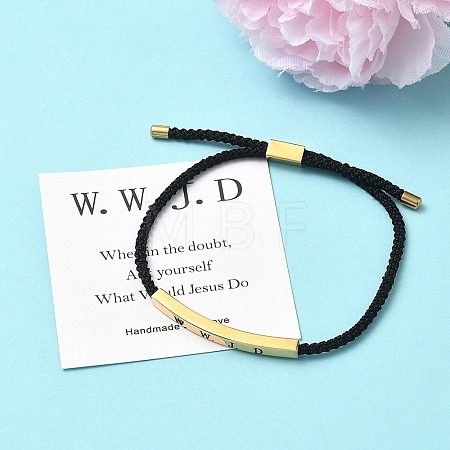 Word WWJD Polyester Cord Slider Bracelets BJEW-P384-01G-1
