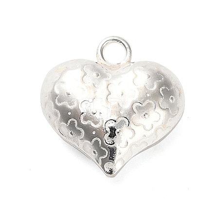 925 Sterling Silver 3D Textured Heart Charms STER-U009-10S-01-1