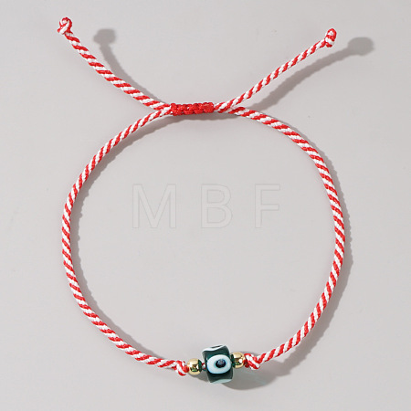 Adjustable Glass Evil Eye Braided Bead Bracelets for Men and Women PI2315-7-1