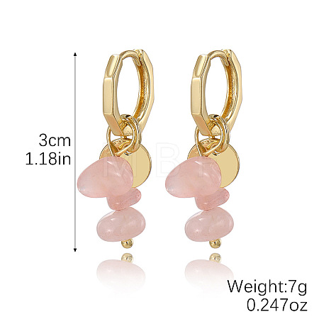 Alloy with Natural Rose Quartz Hoop Earrings WGDF26A-02-1