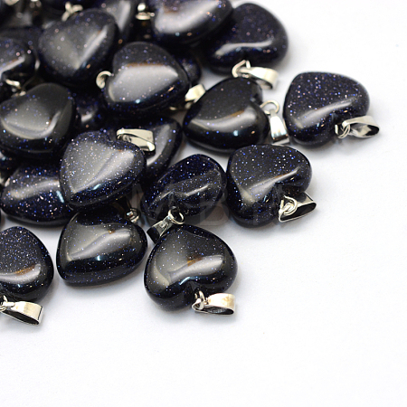 Heart Synthetic Blue Goldstone Pendants G-Q371-13-1