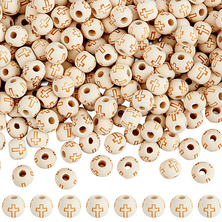 400Pcs Natural Round Wood Beads WOOD-PA0001-49-1