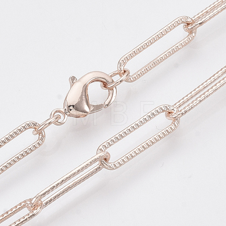Brass Textured Paperclip Chain Necklace Making MAK-S072-01B-RG-1