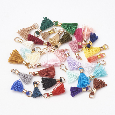 Polycotton(Polyester Cotton) Tassel Pendant Decorations X-FIND-S275-G-M-1