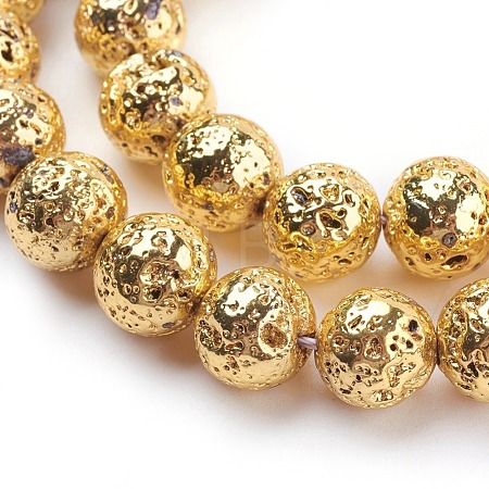 Electroplated Natural Lava Rock Bead Strands G-E429-01-12mm-G-1