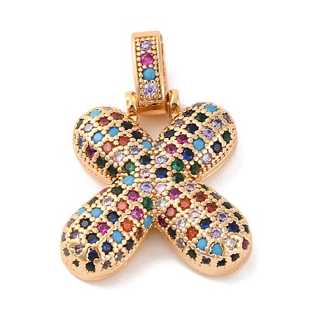 Brass Micro Pave Cubic Zirconia Pendants KK-C076-29X-G02-1