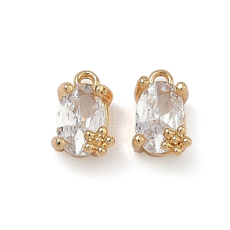 Brass Micro Pave Clear Cubic Zirconia Pendants KK-B172-11G-1