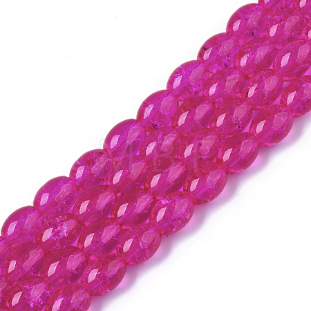 Transparent Crackle Glass Beads Strands DGLA-S085-6x8-09-1