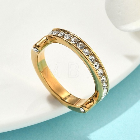 304 Stainless Steel Micro Pave Cubic Zirconia Finger Rings for Women RJEW-F205-01E-G-1