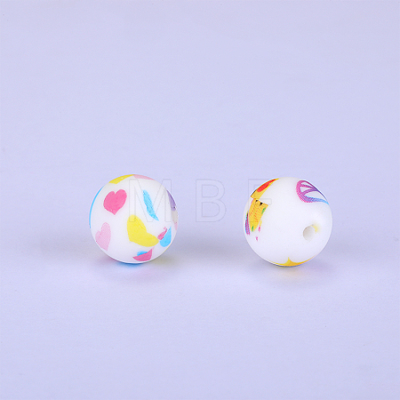 Printed Round Silicone Focal Beads SI-JX0056A-94-1