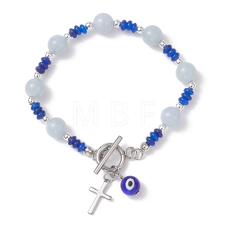 304 Stainless Steel & Lampwork Charm Bracelets BJEW-JB13111-1