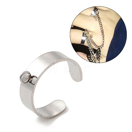 Non-Tarnish 304 Stainless Steel Open Cuff Ring Components STAS-C067-01A-P-1