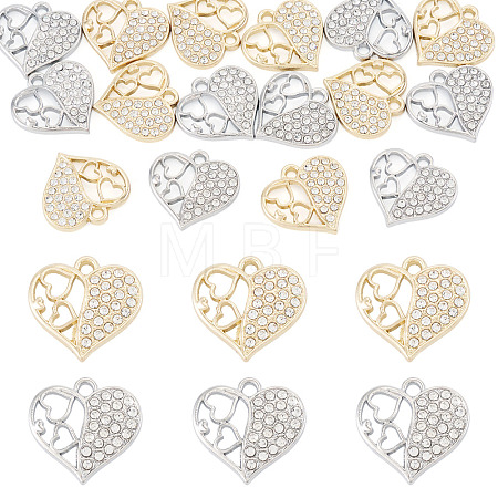 16Pcs 2 Colors Rack Plating Alloy Micro Pave Rhinestone Pendants FIND-TA0010-15-1