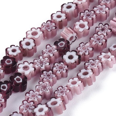 Handmade Millefiori Glass Bead Strands LAMP-J035-4mm-10-1