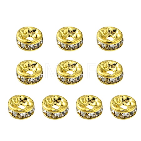 Brass Rhinestone Spacer Beads RB-YW0001-04A-01G-1