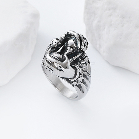 Vintage Punk 304 Stainless Steel Finger Rings LS-YJ4863-5-1