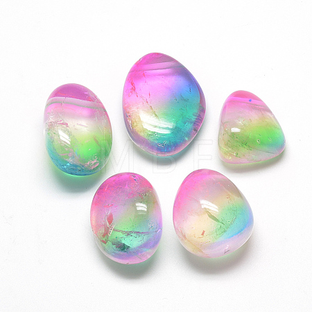 Electroplate Natural Quartz Crystal Pendants G-S263-20E-1