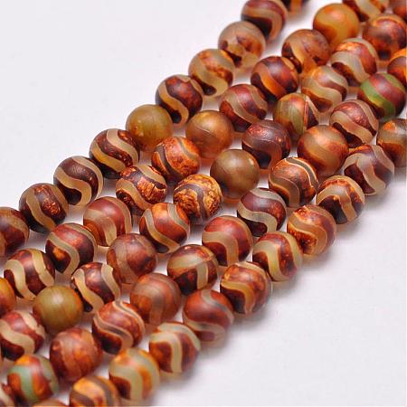 Natural Tibetan Style dZi Beads Strands G-P229-A-07A-6mm-1