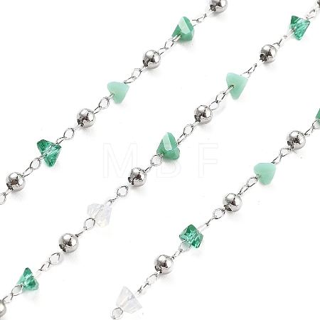 Handmade Brass & Glass Bead Chains CHC-L051-03P-03-1