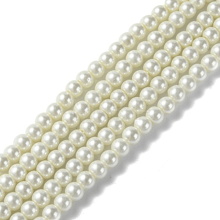 Eco-Friendly Dyed Glass Pearl Round Bead Strands X-HY-A002-4mm-RB001-1