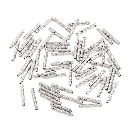 Brass Textured Tube Beads KK-H250-01A-P-1