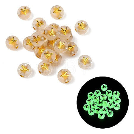 Luminous Transparent Acrylic Beads OACR-P037-01B-Y-1