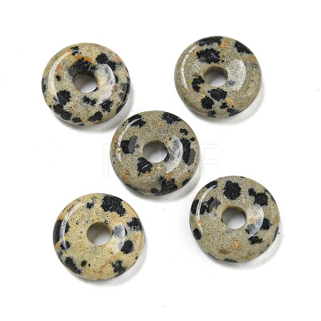 Natural Dalmatian Jasper Donut/Pi Disc Charms G-G142-01M-1