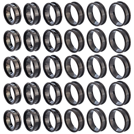 30Pcs 6 Styles 201 Stainless Steel Grooved Finger Ring Settings STAS-ME0003-12EB-1