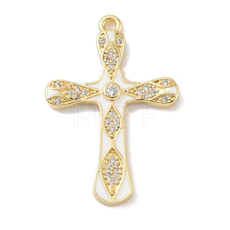 Rack Plating Brass Micro Pave Cubic Zirconia Pendants KK-A224-14G-02-1