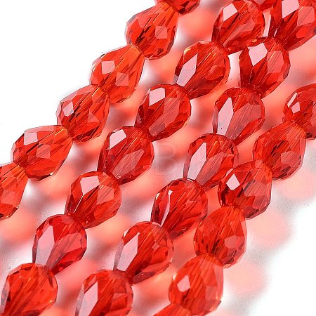 Faceted Teardrop Imitation Austrian Crystal Bead Strands G-M185-8x6mm-06A-1