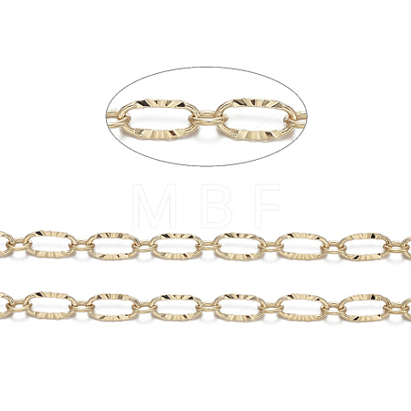 Brass Textured Oval Link Chains CHC-S004-07G-1