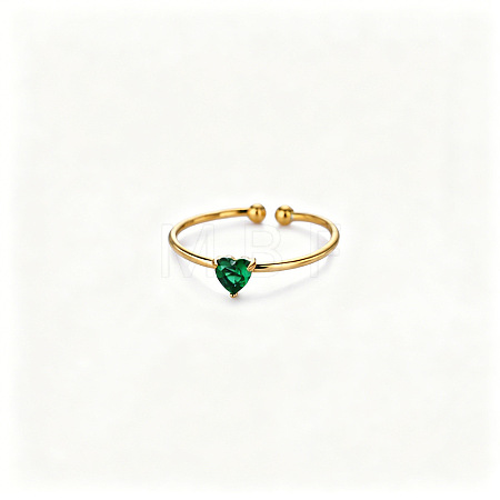 Adjustable Birthstone 304 Stainless Steel Micro Pave Cubic Zirconia Cuff Open Rings WGB2F1D-05-1