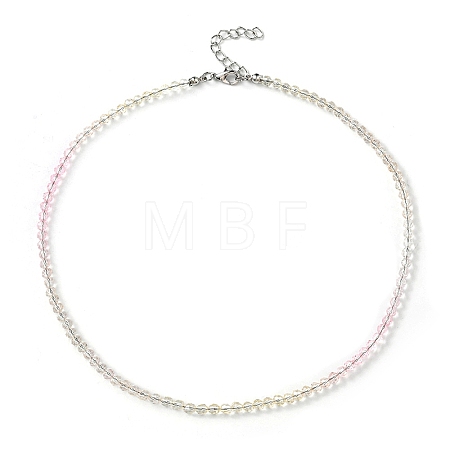 Bling Glass Round Beaded Necklace for Women NJEW-PH01490-01-1