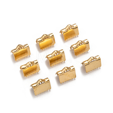 Ion Plating(IP) 304 Stainless Steel Ribbon Crimp Ends X-STAS-F075-02-1